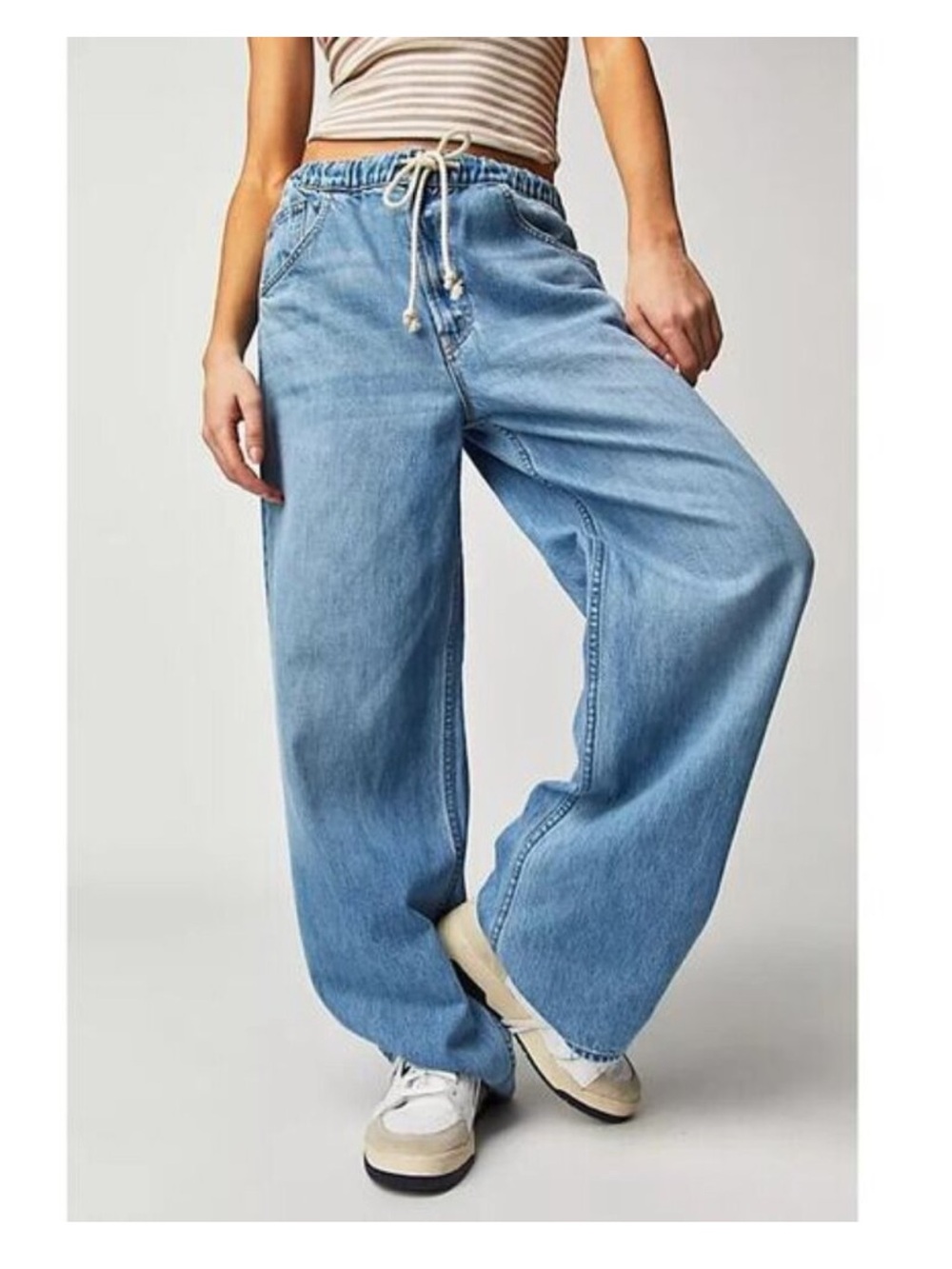 MOTHER DENIM SNACKS The Drawn Fun Dip Nerdy Jeans Drawstring Baggy Wideleg